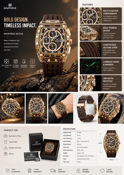 Top Brand NAVIFORCE Luxury Chronograph watch